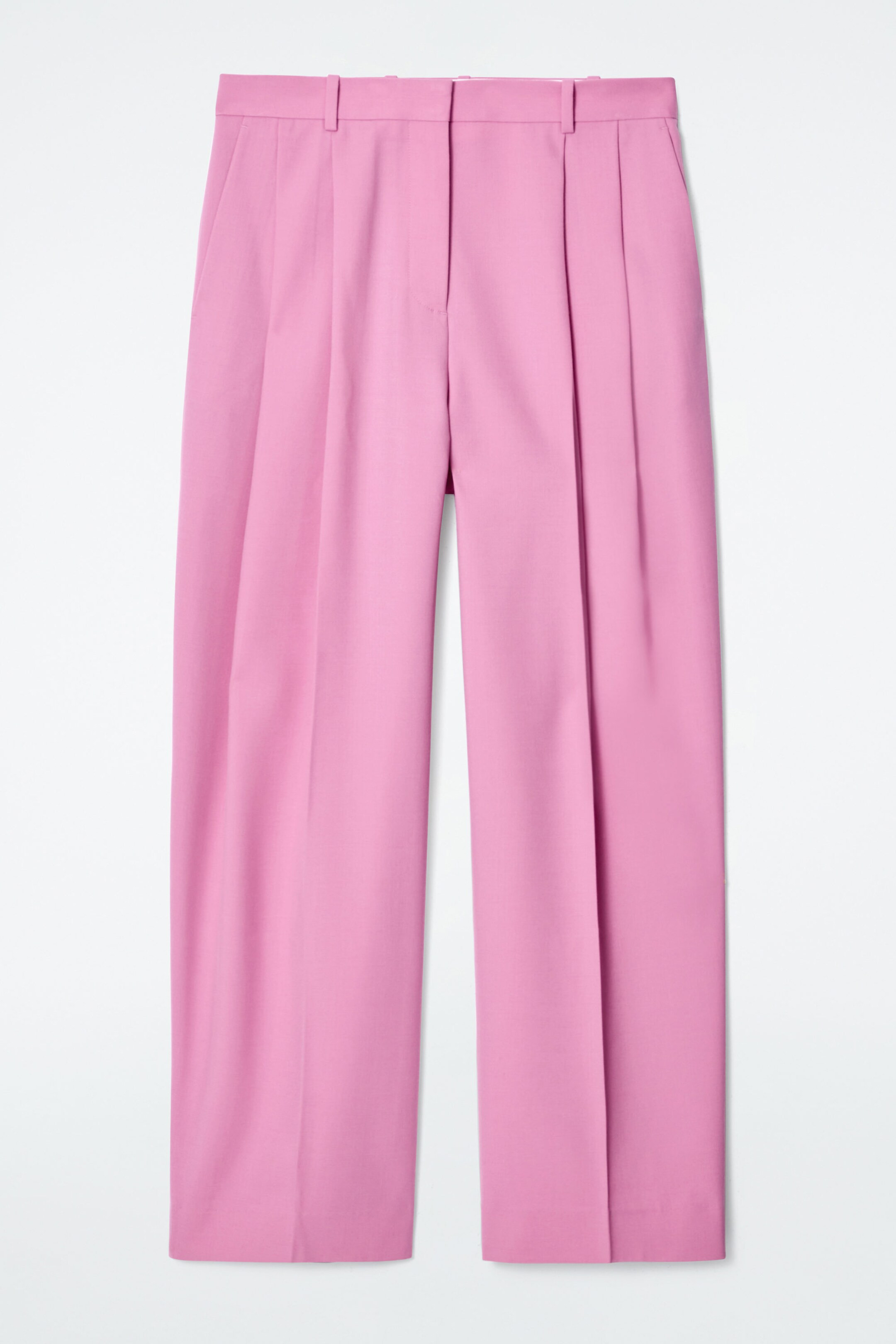 RELAXED TWILL WIDE-LEG TROUSERS - PINK | COS UK