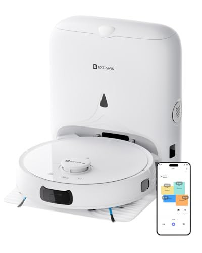 EXTRAVIS V5 Robot Vacuum and Mop, Self-Emptying Robotic Vacuum Cleaner, 8500Pa Suction, Pet Hair Tangle Cutter, Laser Navigation, Cat Laser, Carpet Detection, Ideal for Hard Floor, Tile, and Carpet | Amazon (US)