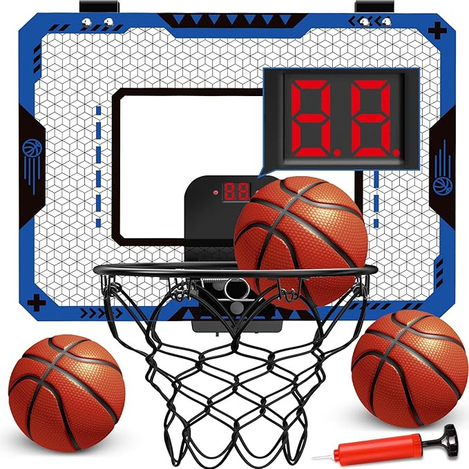 Basketball Hoop Indoor for 5 6 7 8 9 10+ Year Old Boys Kids, Mini Basketball Hoop with Electronic... | Amazon (US)