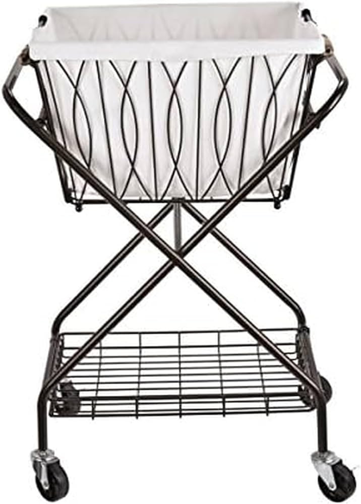 Artesa Verona Collapsible Metal Laundry Cart with Removable Basket & Canvas Bag, 20.5" L x 16.2" ... | Amazon (US)