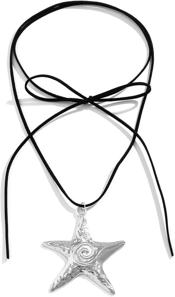 Gothic Black Choker Necklace with Big Puffy Heart Pendant Sexy Starfish Y2K Aesthetic Velvet Coll... | Amazon (US)