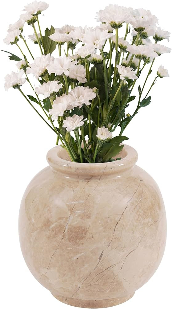 Marble Flower Vase 5 Inch Handmade Verona Small Vases for Fresh Flowers, Modern Farmhouse, Living... | Amazon (US)