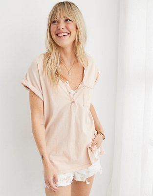 Aerie Oversized Henley T-Shirt | American Eagle Outfitters (US & CA)