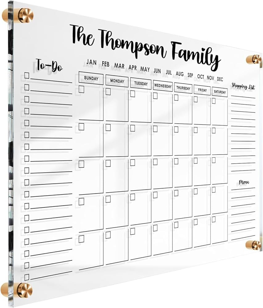Personalized Premium Custom Acrylic Wall Calendar Dry Erase Monthly Family Planner Board Plexigla... | Amazon (US)