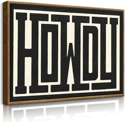 QIYFFBN Framed Funky Western Wall Decor Black and White Howdy Wall Art Big Texas Modern Canvas Pi... | Amazon (US)