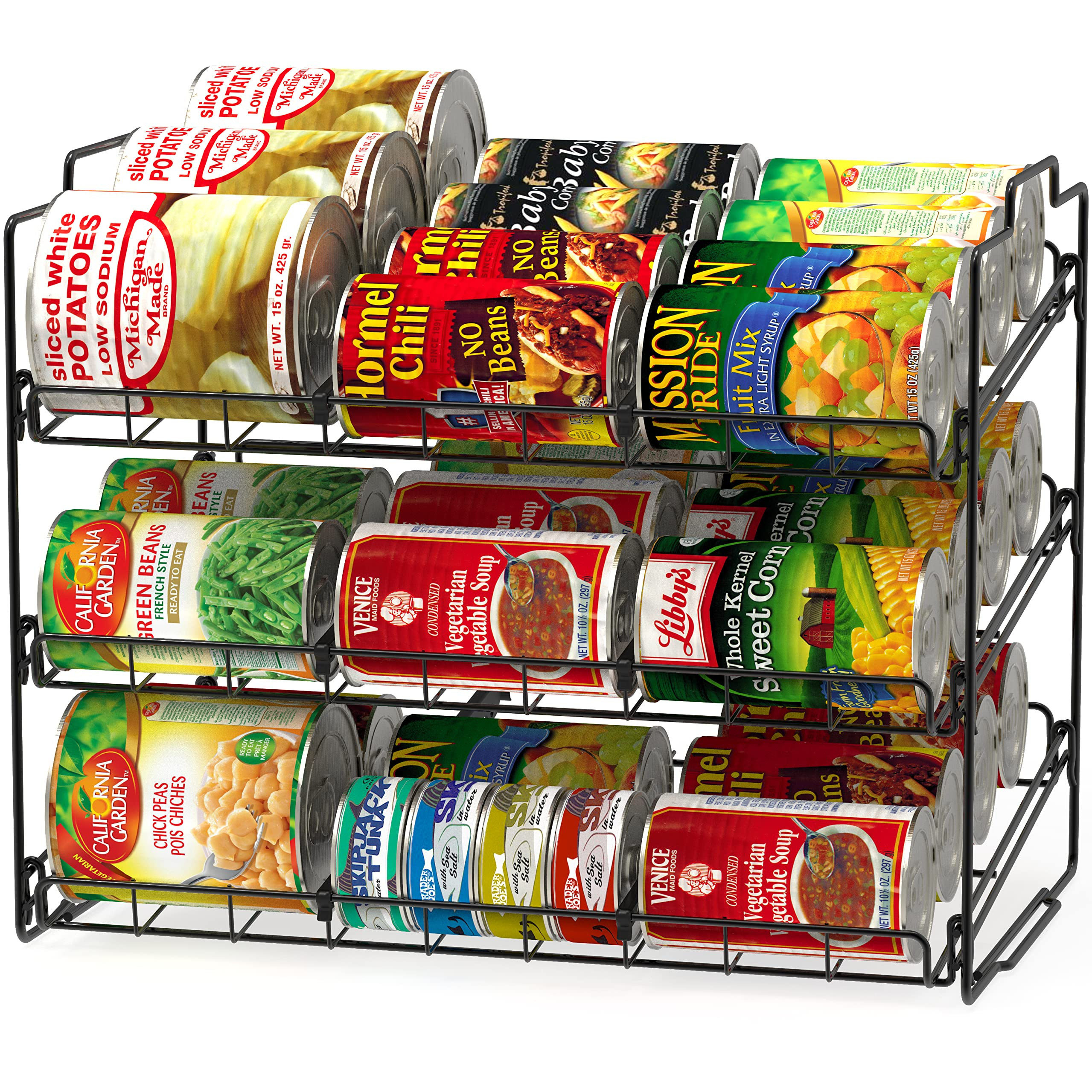 Deco Brothers Stackable Can Rack Organizer for Kitchen and Pantry, 3 Tier, Black | Amazon (US)