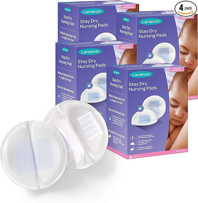 Lansinoh Stay Dry Disposable Nursing Pads for Breastfeeding, 60 Count (Pack of 4) | Amazon (US)
