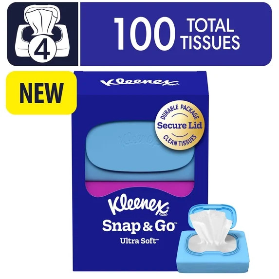 Kleenex Snap & Go Ultra Soft 3-Ply On-The-Go Facial Tissues, 4 Pack | Walmart (US)