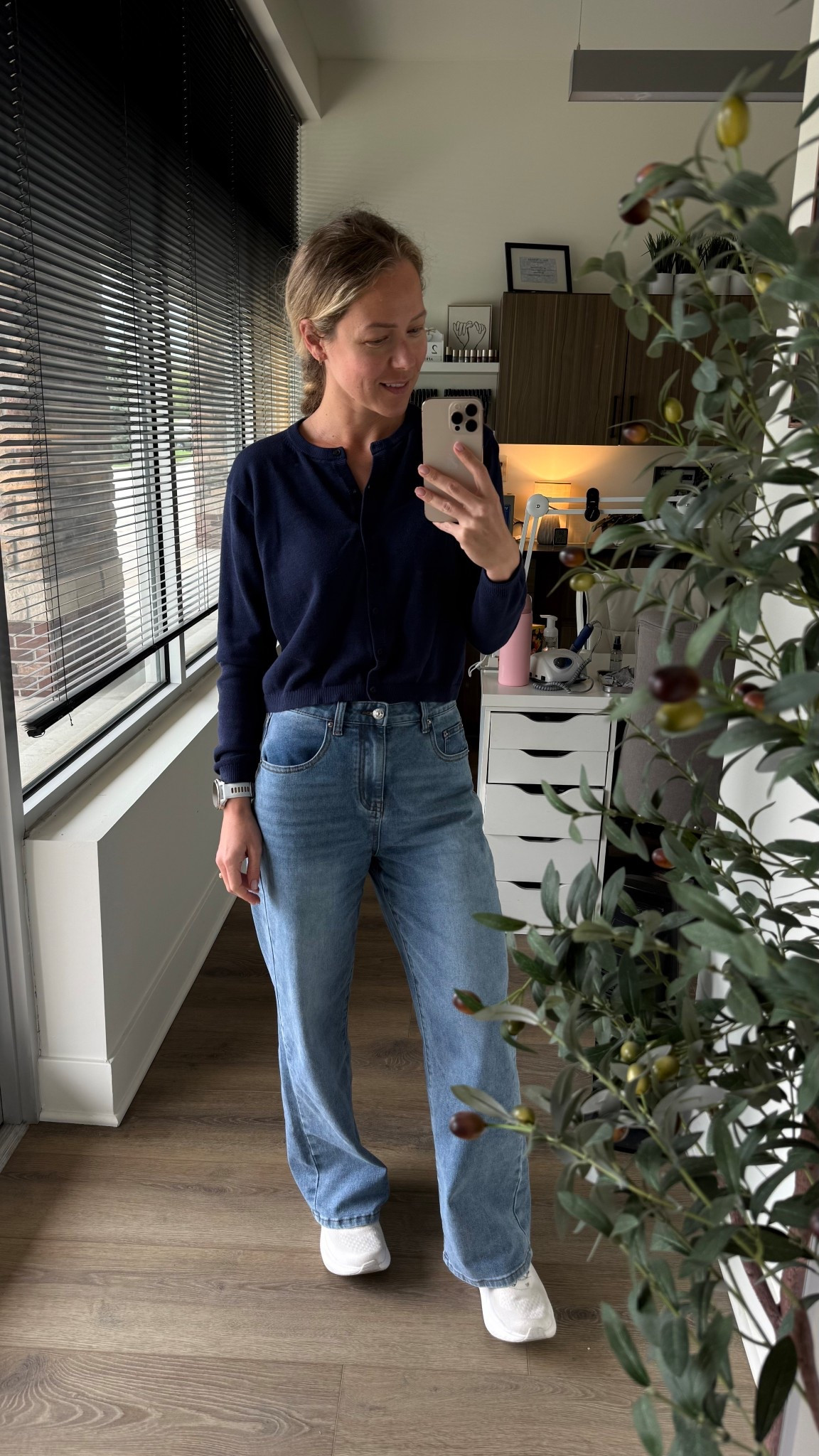navy cardigan + wide leg denim is my forever uniform. @gapstyle  closet refresh sale is live — 50% off almost everything through Monday 🔗

#LTKWorkwear #LTKdayinmylife #LTKootd