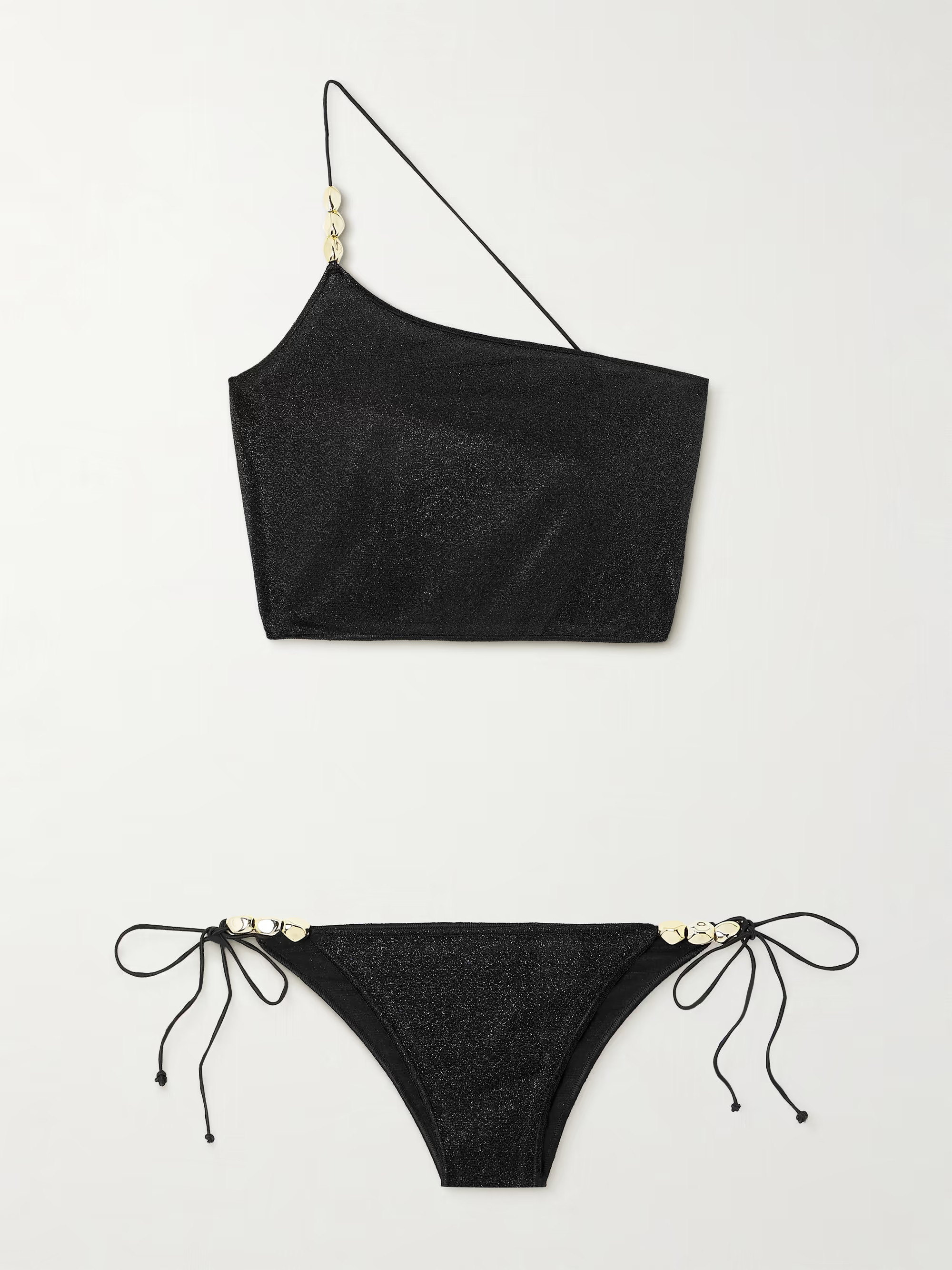 One-shoulder embellished metallic bikini | NET-A-PORTER (US)