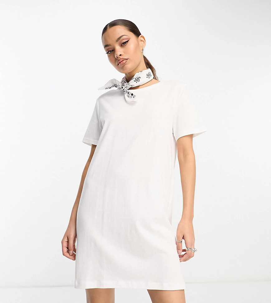 Only Petite mini t-shirt dress in white | ASOS (Global)