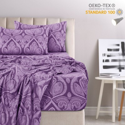 4 Piece Queen Sheet Set Ultra-Soft Microfiber Bed Sheets with Pillow Cases Paisley Pattern Printed Sheets for Bedroom Decor - PURPLE | Target