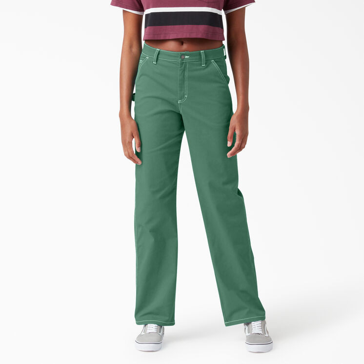 Women's High Waisted Carpenter Pants, Dark Ivy | Dickies