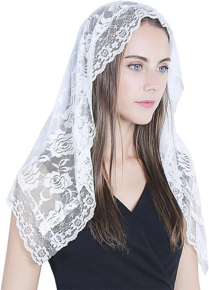 Lace Mantilla Catholic Chapel Veil Head Covering for Church Latin Mass | Amazon (US)
