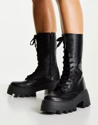 ASOS DESIGN Aurora chunky lace up boots in black | ASOS (Global)
