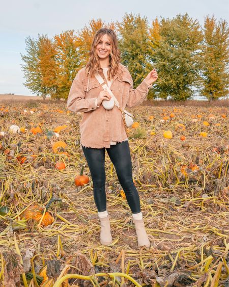 Wore this to the pumpkin patch a couple weeks ago but this would make an easy everyday fall outfit for any occasion!
I sized up to a medium in the Shacket. Boots fit tts
Affordable fall clothes/easy every day outfit/Black leggings outfit/faux leather leggings/affordable Amazon Fashion Finds/Amazon clothes/Amazon outfits/target boots/lug sole boots outfit


#LTKunder50 #LTKSeasonal #LTKstyletip
