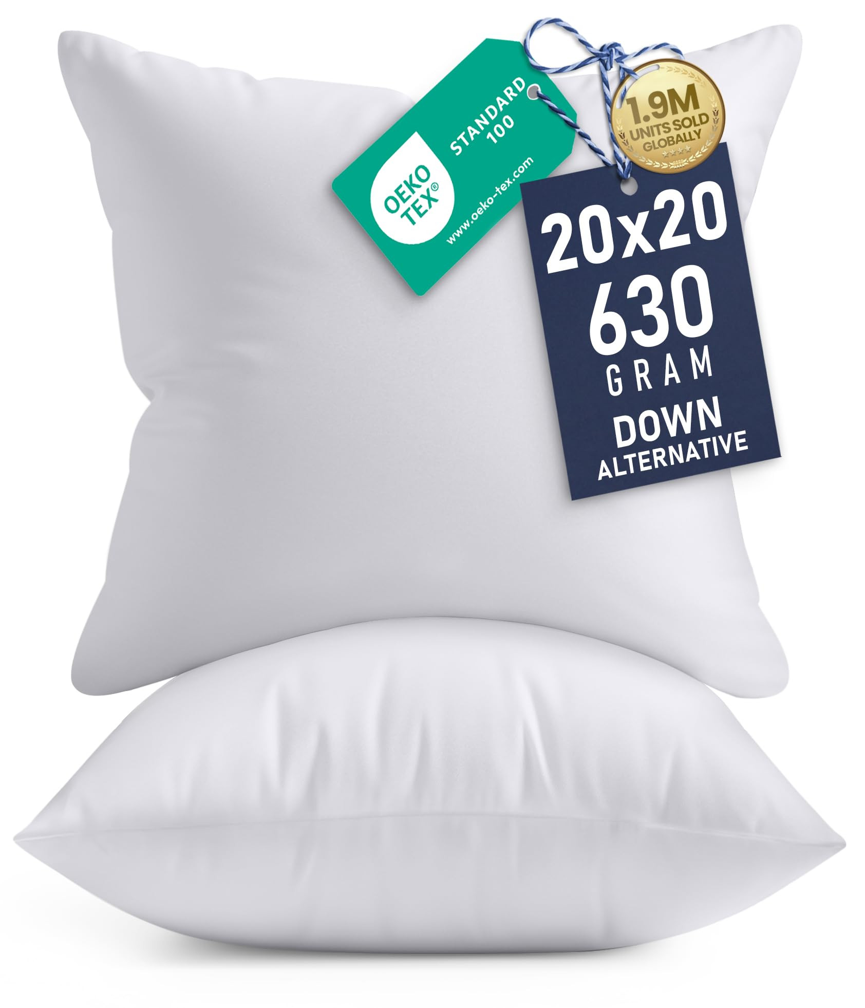 Utopia Bedding 20x20 Pillow Inserts, Set of 2, White \u2013 Indoor Decorative Throw Pillows for B... | Amazon (US)