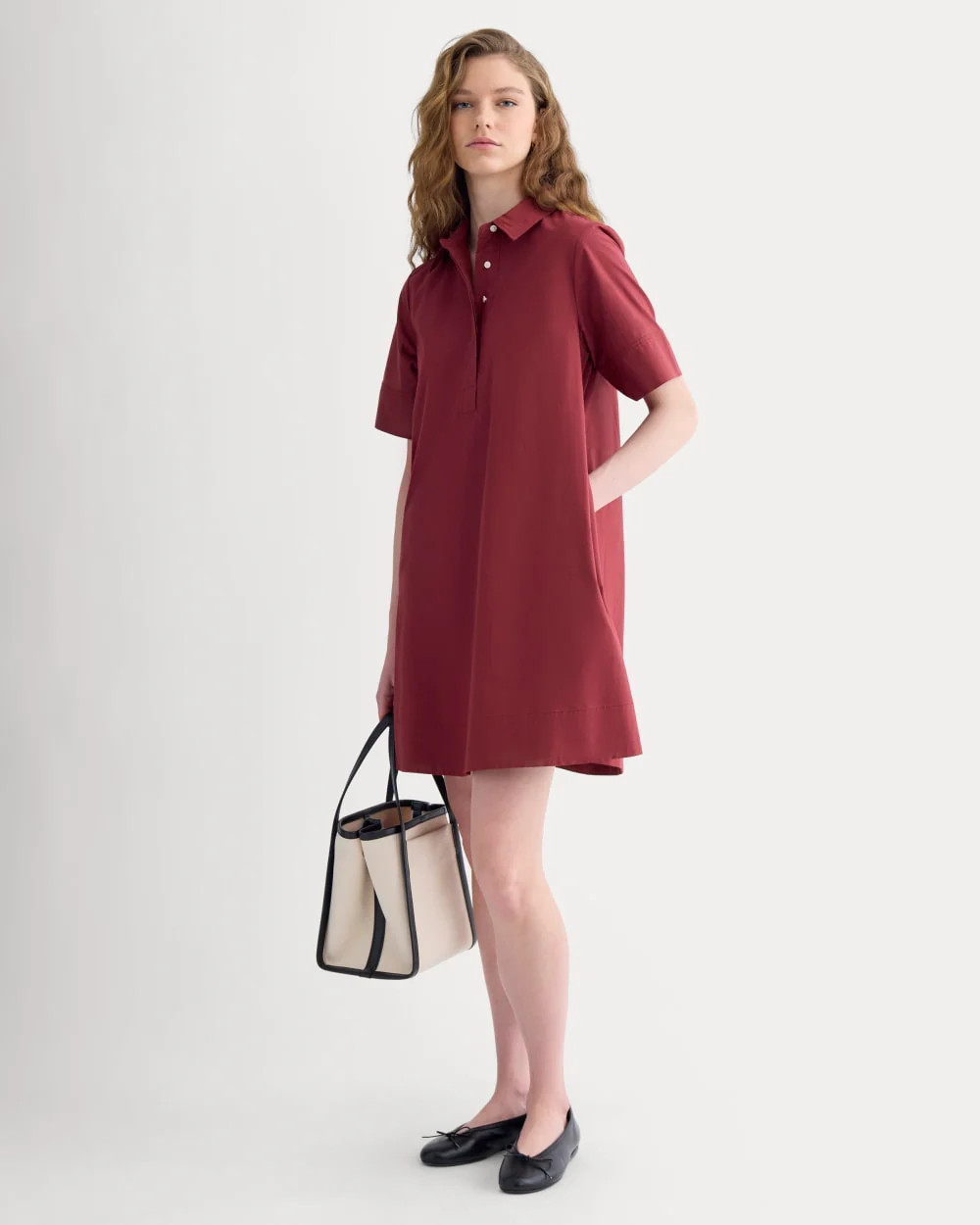 Popover Mini Shirtrdress in Ultrasoft Cotton | Pomegranate | Everlane