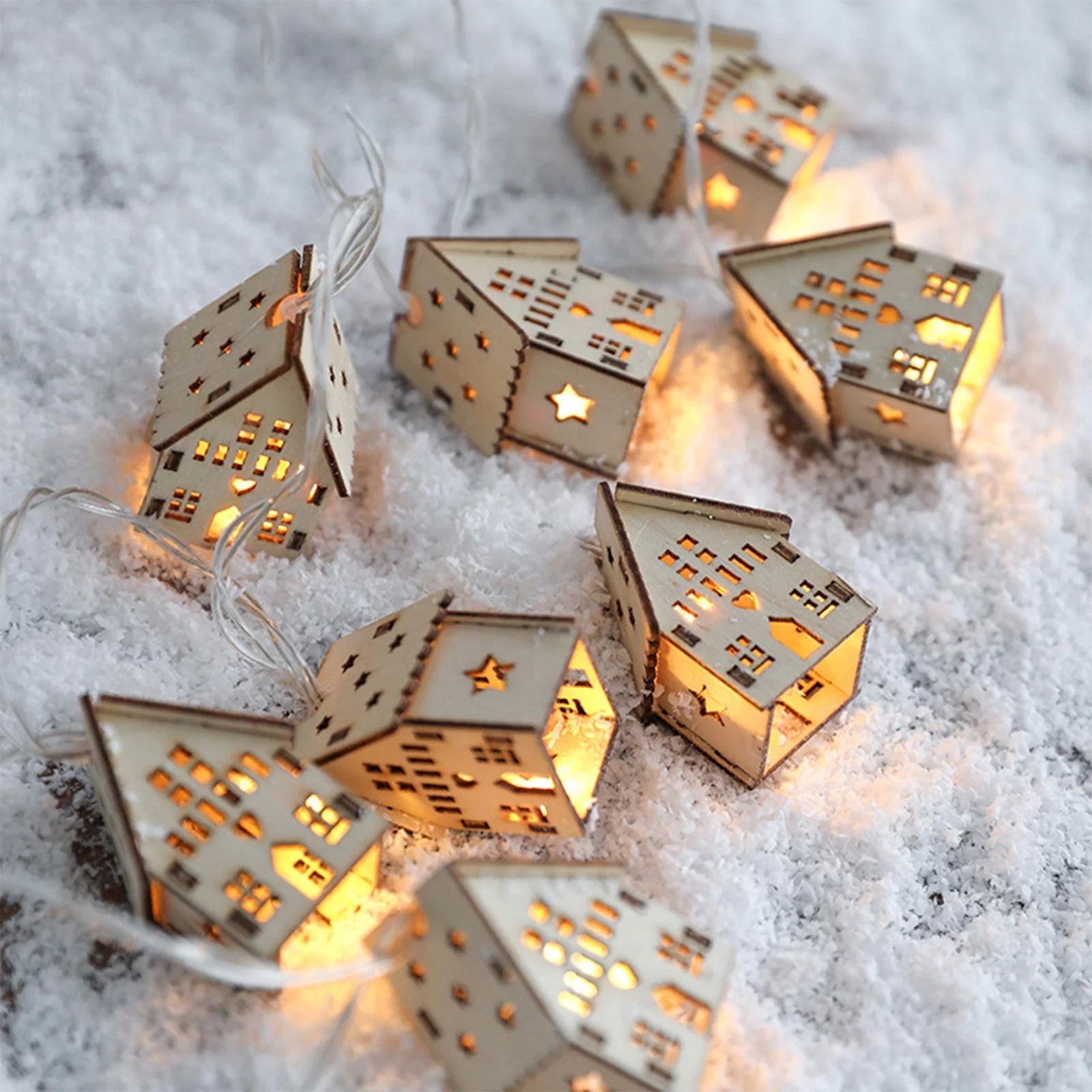 Costeam Wooden House Christmas Ornament Light String Decorations for Holiday Decor for Parties Ho... | Walmart (US)