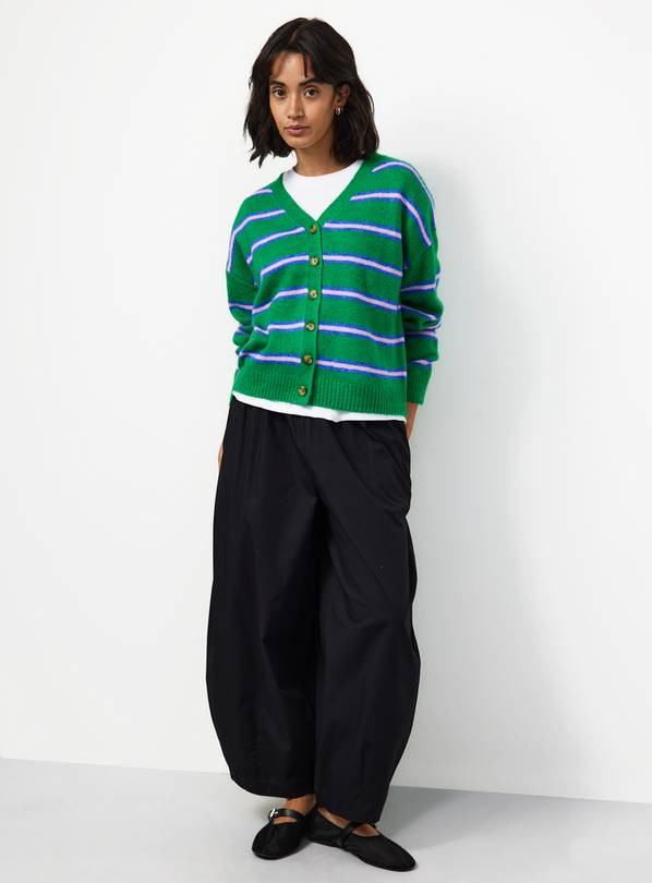 Buy Green Stripe V Neck Cardigan M | Cardigans | Tu | Tu Clothing