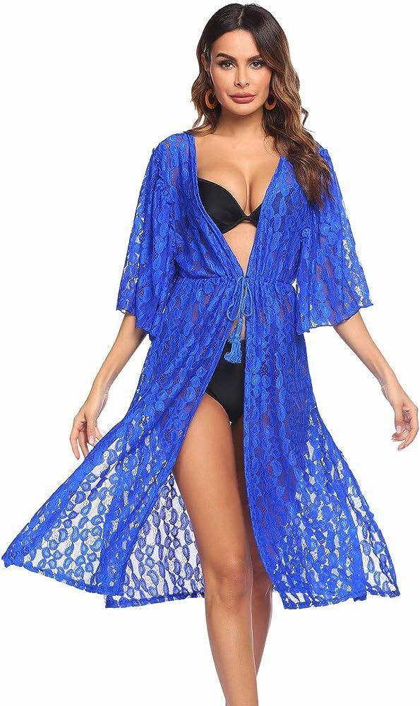 Ekouaer Womens Swimwear Cover Ups Summer Bikini Beachwear Swimsuit Kimono Cardigan with Tassels S-XX | Amazon (US)