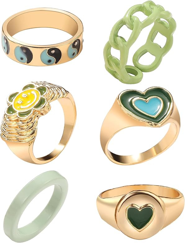 Chunky Resin Acrylic Rings for Women Girl, Chunky Rings Colorful, Statement Plastic Rings,Trendy ... | Amazon (US)