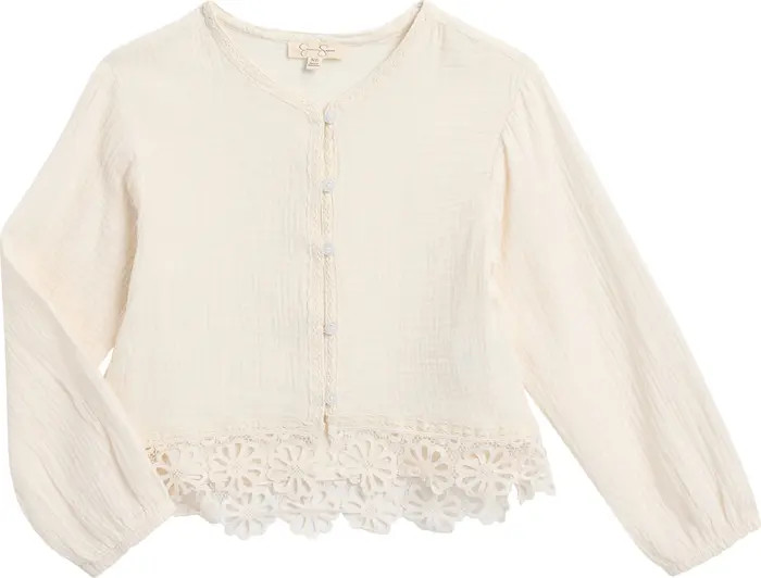 Kids' Flower Lace Button Front Top | Nordstrom Rack