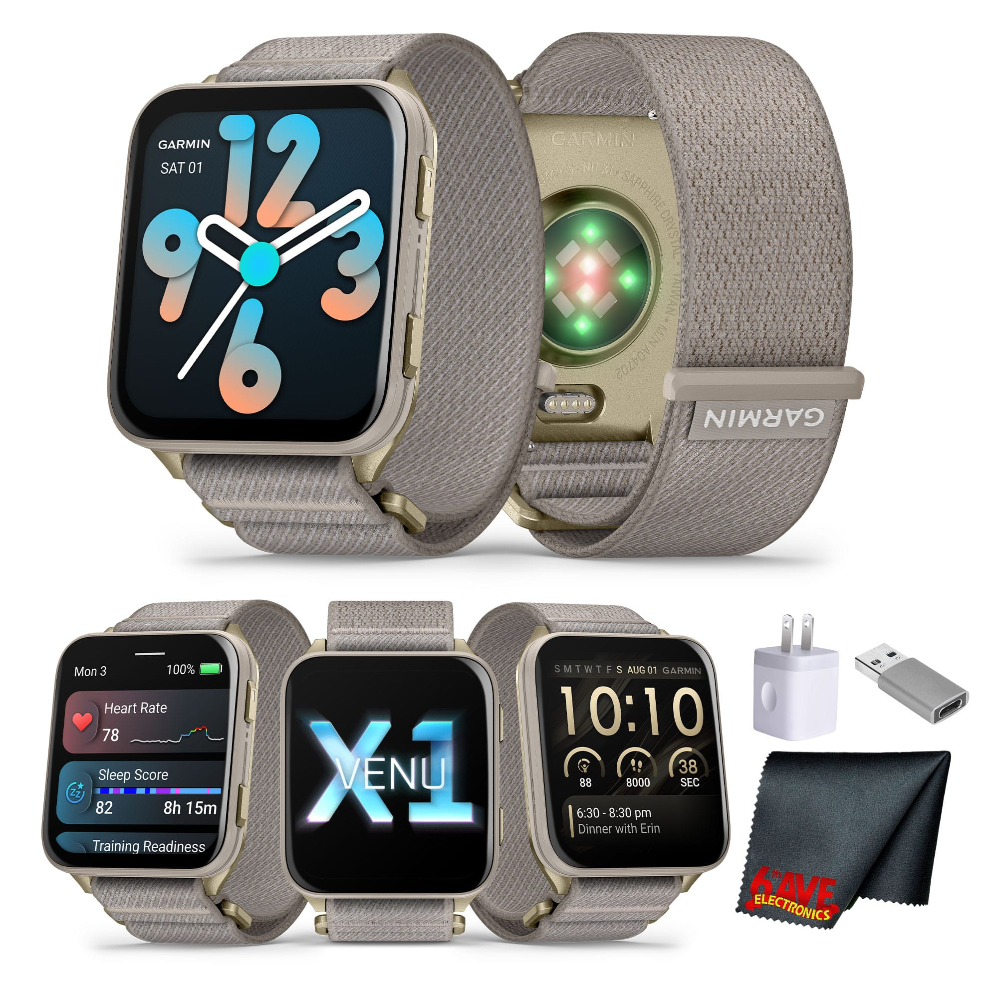 Garmin - Venu X1 Lightweight GPS Smartwatch, Soft Gold with Titanium Caseback and French Gray Nylon Band - Gold - (2025) | Best Buy U.S.