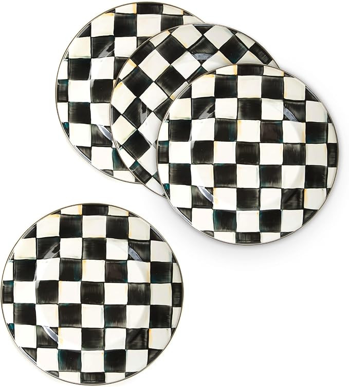 MACKENZIE-CHILDS Enamel Dinner Plate, Decorative Dinnerware Plate, 10 Inches, Set of 4, Black-and... | Amazon (US)