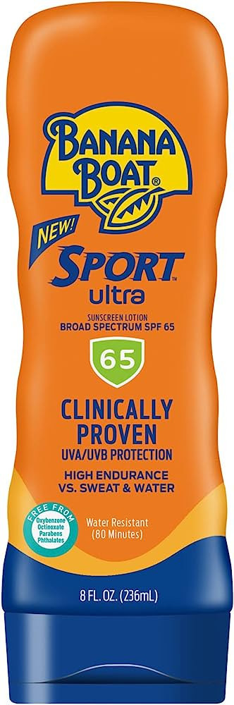 Banana Boat Sport Ultra SPF 65 Sunscreen Lotion, 8oz | Banana Boat Sunscreen SPF 65 Lotion, Oxybe... | Amazon (US)