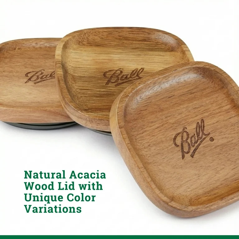 Ball 4 Cup Stack & Store Glass Jar with Acacia Wood Lid – Airtight Wide Mouth Glass Storage Con... | Walmart (US)