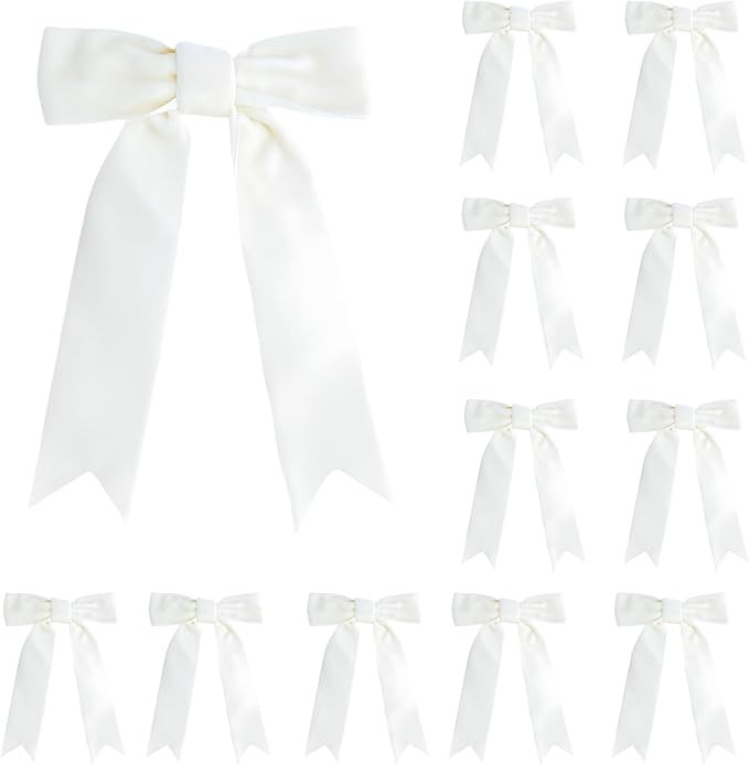 12 Pcs White Velvet Bows with Twist Tie 3.5 Inch Pre-Tied Vintage Christmas Velvet Ribbon Bows fo... | Amazon (US)