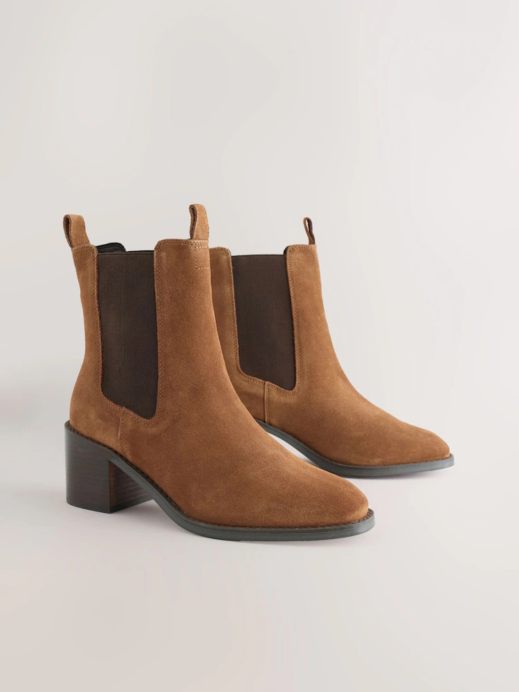 Tan Brown Suede Forever Comfort® Block Heel Chelsea Boots | Next EU