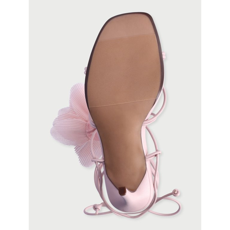 Scoop Women’s Lace Up Stiletto Heel Sandals with Flower | Walmart (US)