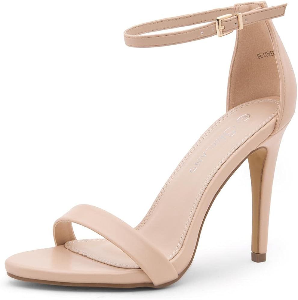 Shoe Land SL-Lovering Women's Open Toe Ankle Strap Stiletto Heel Dress Sandals Wedding Party Shoes | Amazon (US)