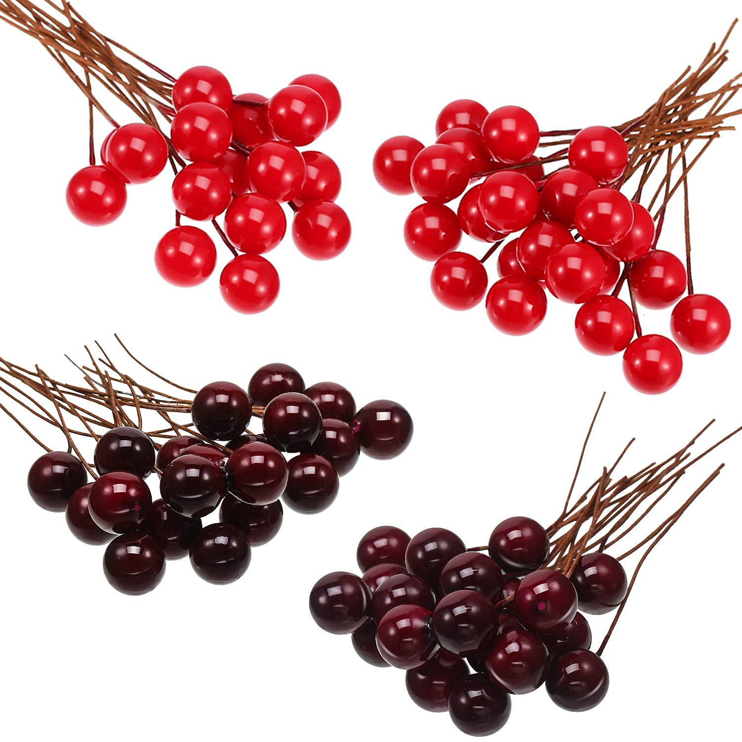 BBTO Artificial Holly Berries, 100 Pieces Mini 10 mm Fake Berries Decor on Wire for Christmas Tre... | Amazon (US)