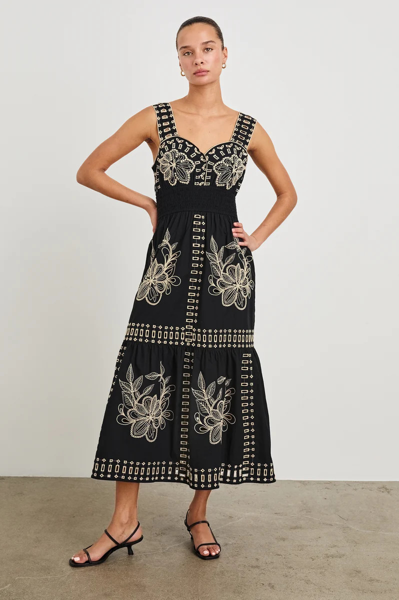 FAWN DRESS - BLACK TAN EMBROIDERY | Rails