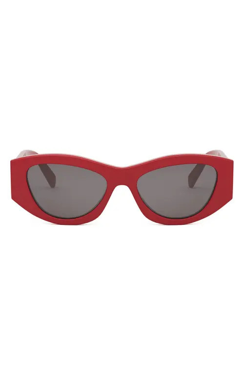 CELINE Triomphe 55mm Rectangular Sunglasses in Shiny Red /Smoke at Nordstrom | Nordstrom