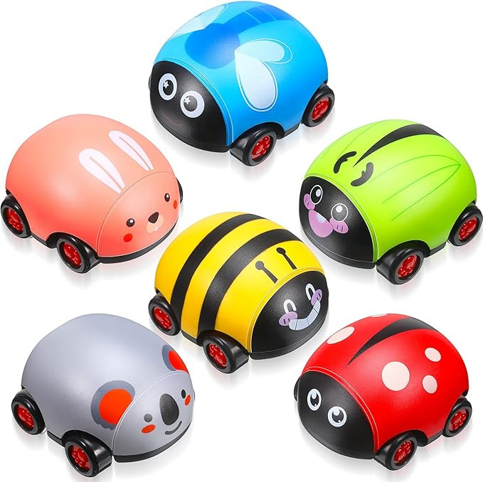 6 Pieces Animals Pull Back Cars Friction Powered Push and Go Back and Forth Vehicles Car Toys Fri... | Amazon (US)