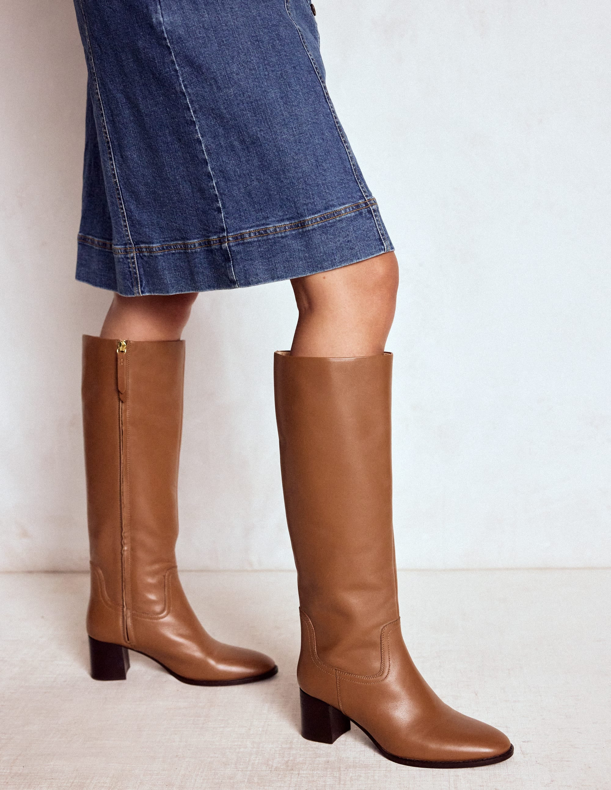 Skye Smart Knee Boots-Tan | Boden (US)