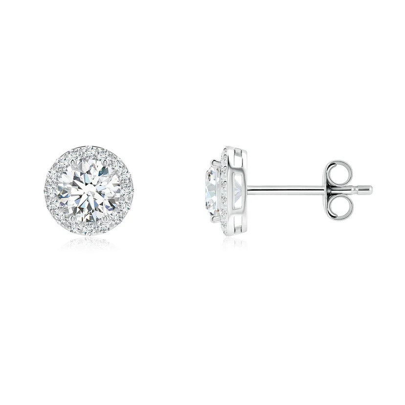 Round Lab-Grown Diamond Halo Stud Earrings | Angara Inc.