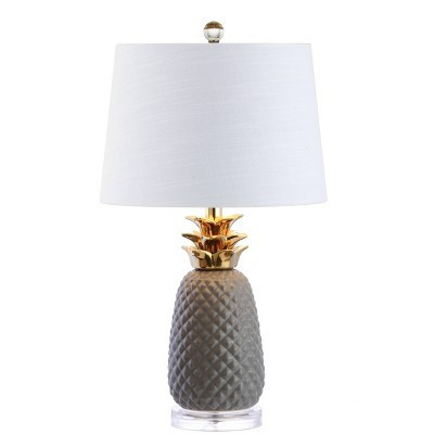 JONATHAN Y 23" Ceramic Pineapple Table Lamp (Includes LED Light Bulb) Gray | Target