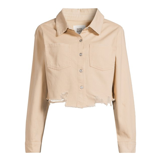 Madden NYC Juniors Cropped Shacket , Sizes XS-3XL - Walmart.com | Walmart (US)