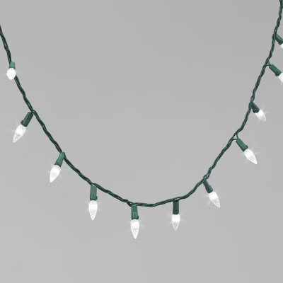 60ct LED Faceted C6 Christmas String Lights Twinkling Warm White with Green Wire - Wondershop™:... | Target