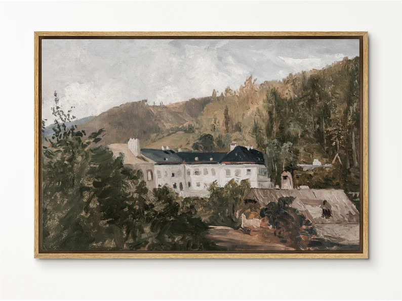 EasySuger European Villa Landscape Framed Canvas Wall Art Print with hanging kit | Etsy (US)