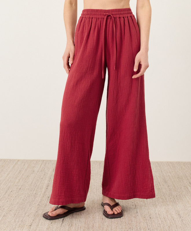 Women\u2019s Coastal Double Gauze Split Hem Pant made with Organic Cotton | Pact | Pact Apparel