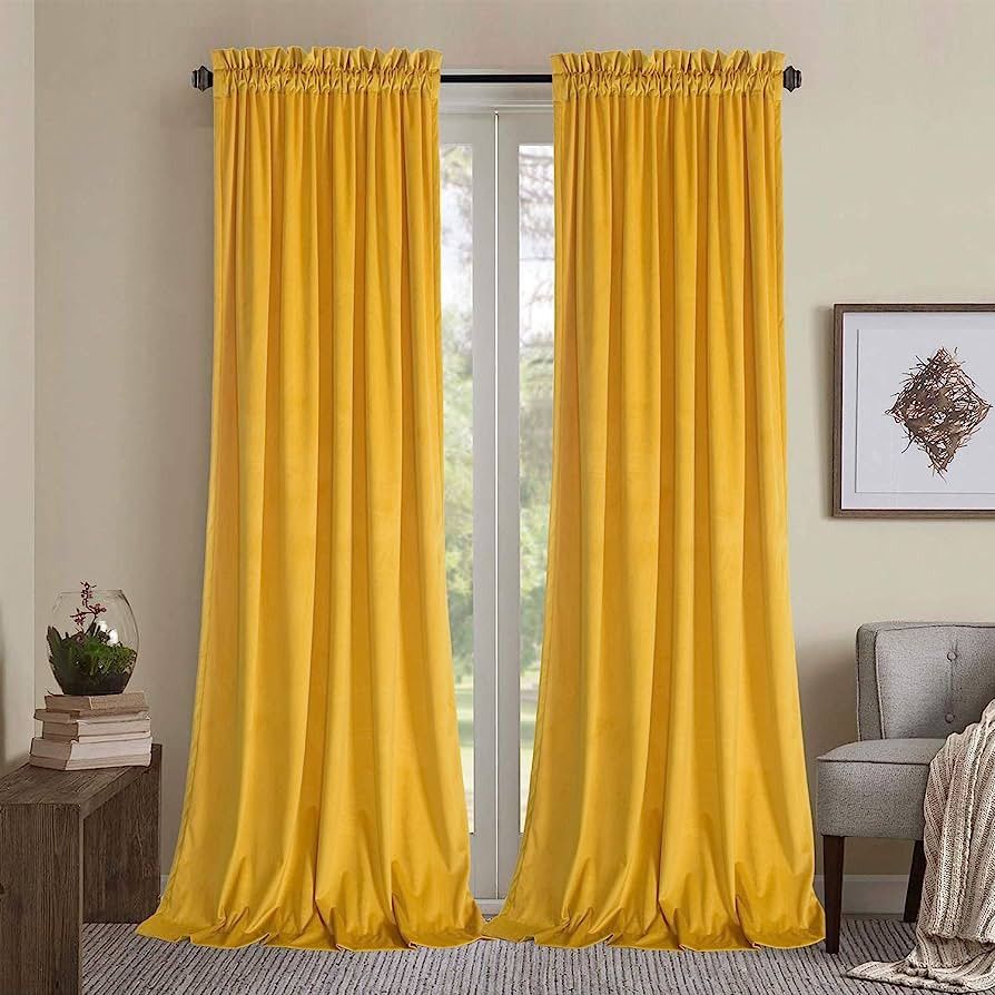 Roslynwood Block Light Velvet Curtains - Decorative Super Soft Velvet Curtain Panel, Energy Smart... | Amazon (US)