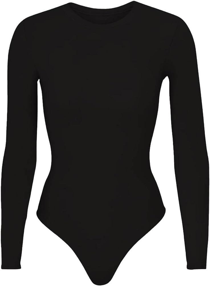 Almere Crew Neck Long Sleeve Bodysuit, Double Lined, Buttery Soft, Essential Basic Top | Amazon (US)