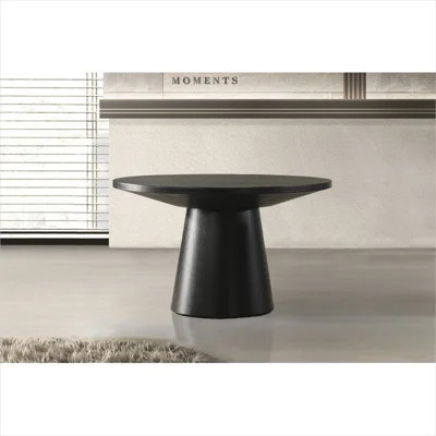 Rubberwood and MDF Round Coffee Table with Sculptural Pedestal Base, Classic Black, 29 Inches, Modern Living Room Accent | Wayfair North America