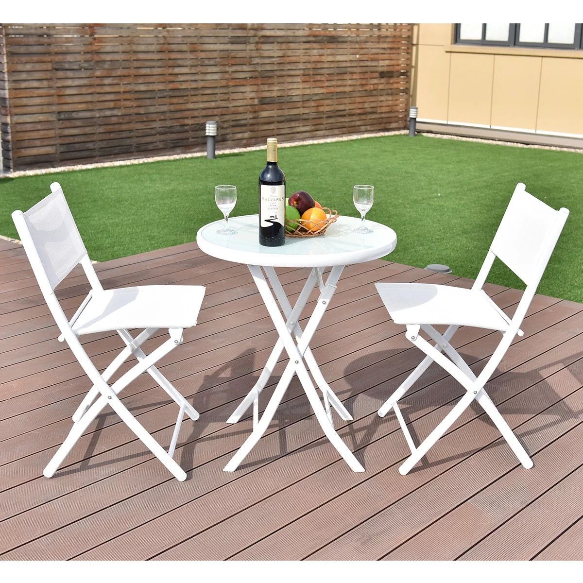 Costway 3-Piece Folding Outdoor Bistro Set, White | Walmart (US)